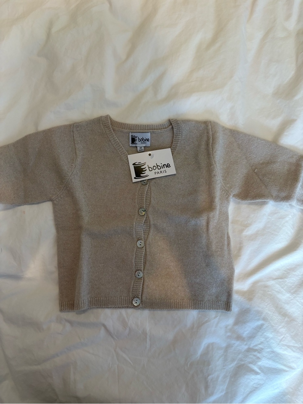 Bobine Paris Beige merino and Cashmere Button Cardigan